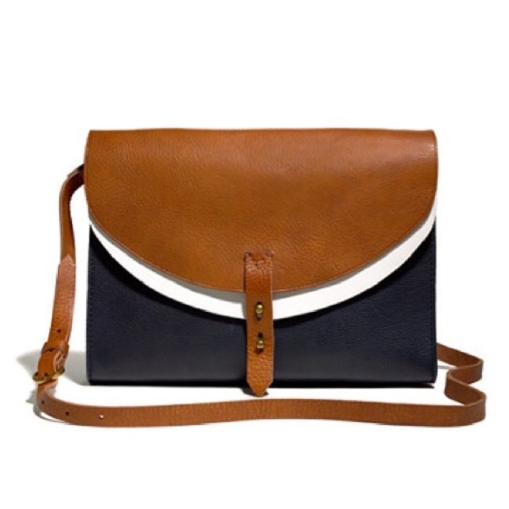 Madewell "Essex" tan / navy leather cross body bag